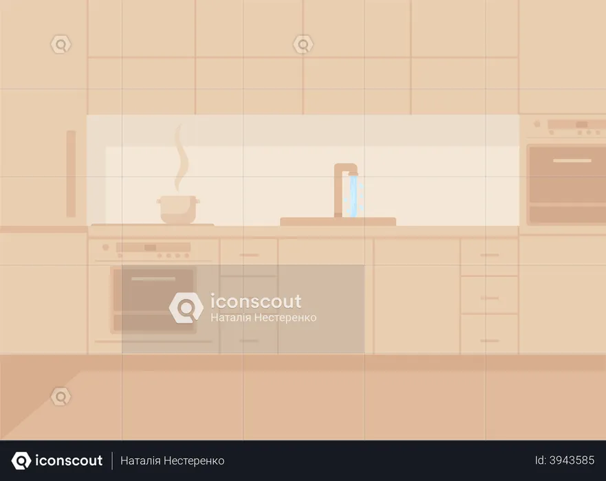 Apartment with Kitchen appliance  Illustration