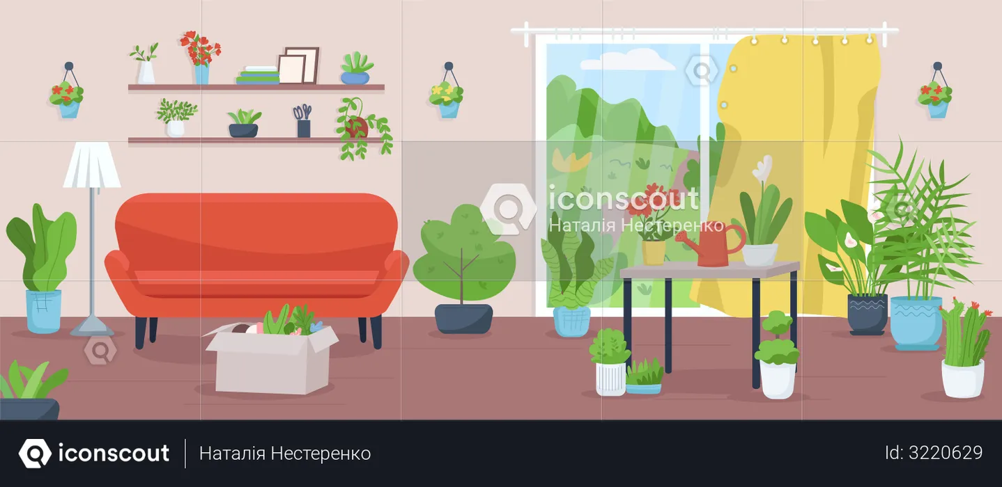 Apartment with plants  Illustration