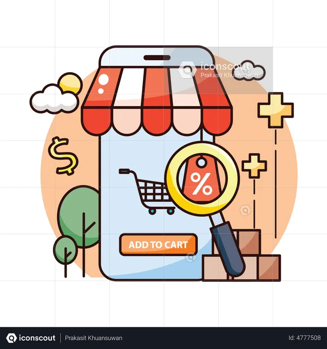 Aplicación de compras móvil  Ilustración