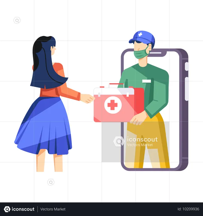 Aplicación de medicina en línea  Illustration