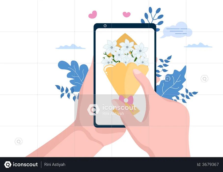 Aplicación de pedido de flores en línea  Ilustración