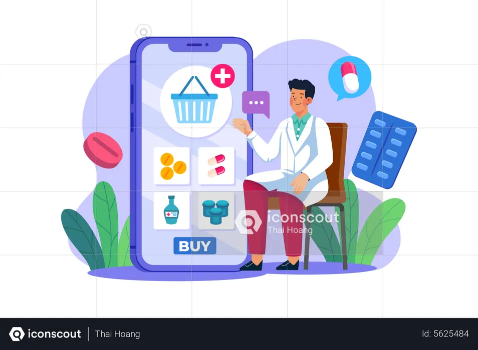 Aplicación de farmacia en línea  Ilustración