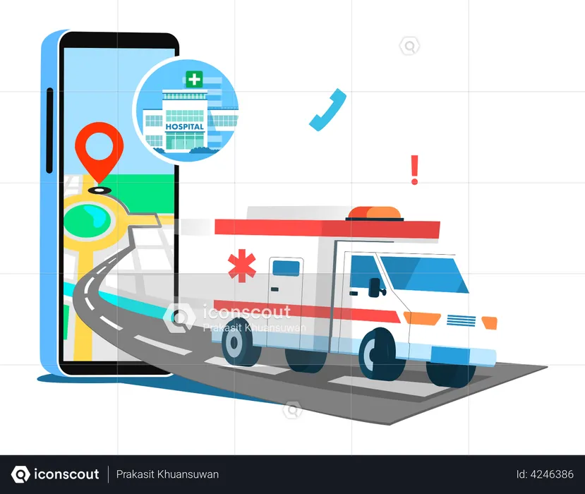 Aplicativo de ambulância de emergência  Ilustração