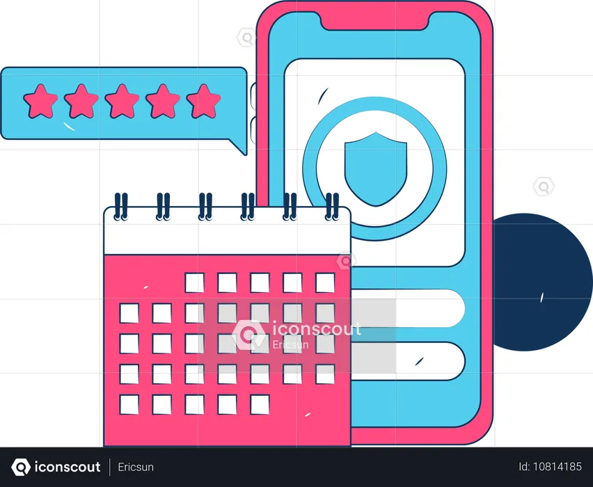 Aplicativo de calendário móvel seguro  Ilustração