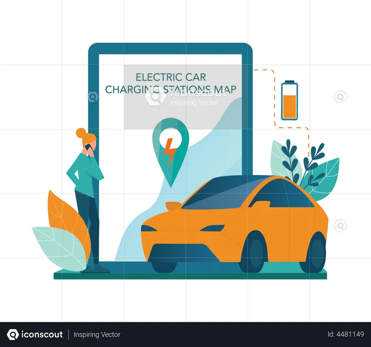 Aplicativo de carregamento elétrico  Ilustração