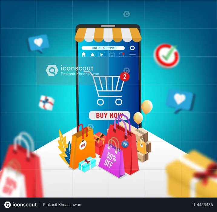 Aplicativo de compras on-line  Ilustração