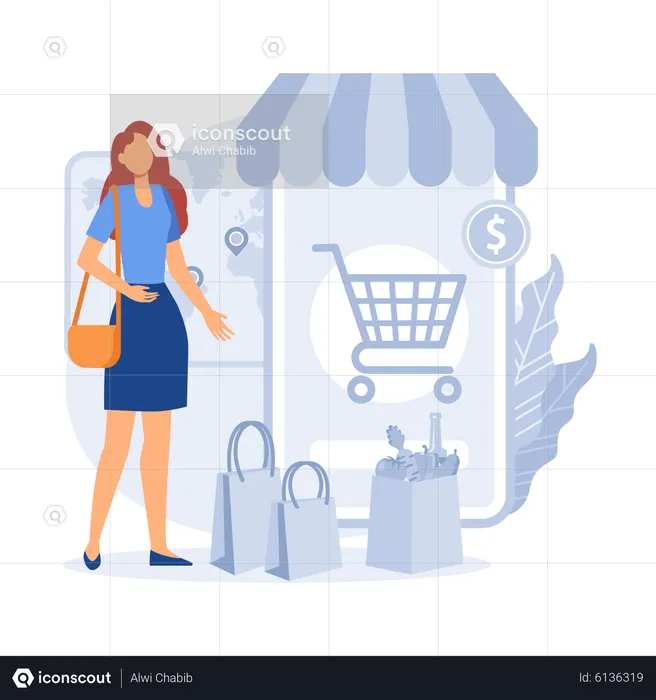 Aplicativo de compras on-line  Ilustração