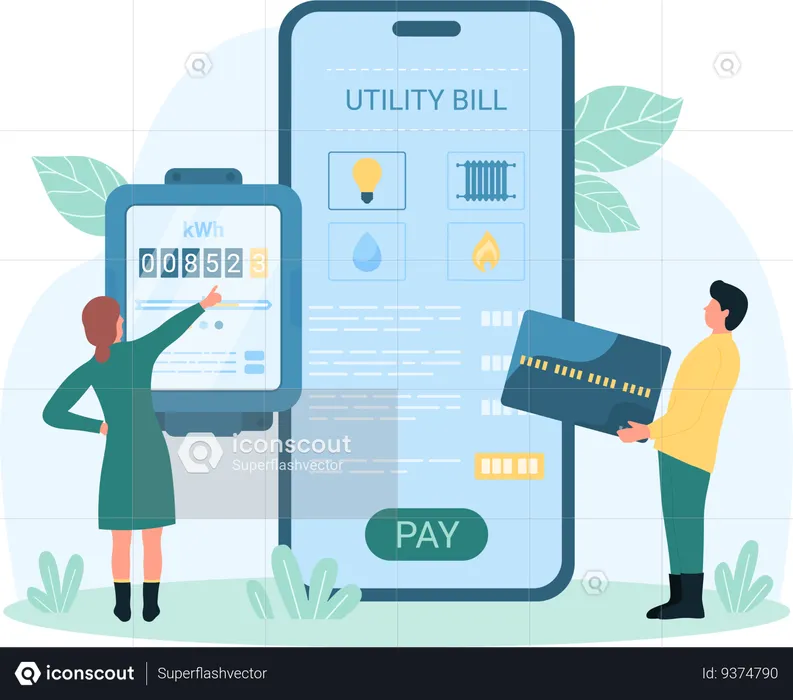 Aplicativo de conta de serviços públicos on-line  Ilustração