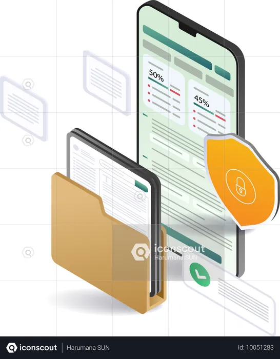 Aplicativo de smartphone para análise de segurança de dados  Ilustração