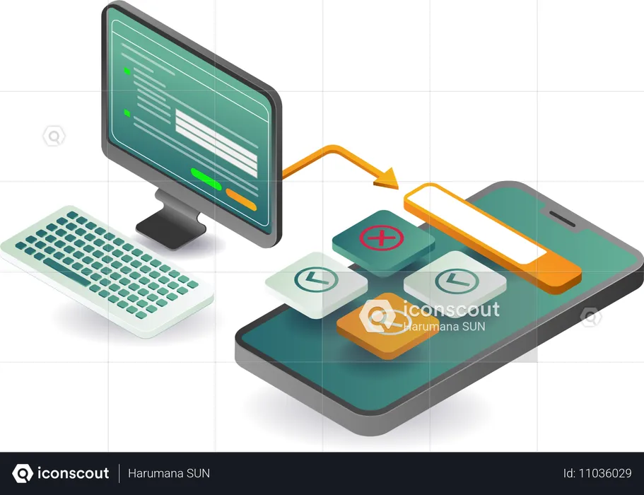 Aplicativo de teste de tecnologia de smartphone responsivo  Ilustração