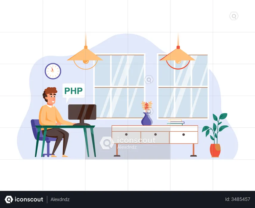 App developer doing programming  Illustration