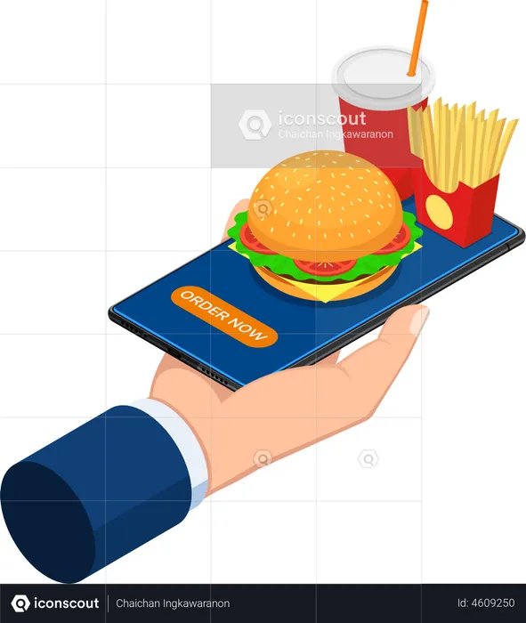App zur Online-Lieferung von Lebensmitteln  Illustration