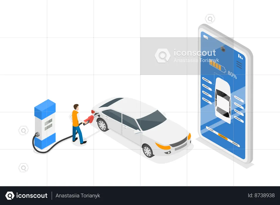 Application de carburant de voiture en ligne  Illustration