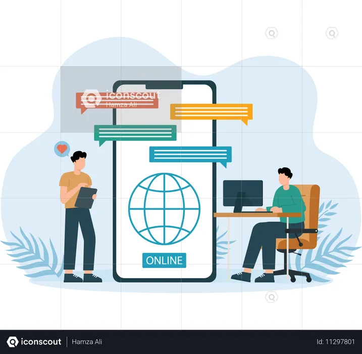 Application Web Chat installée par un employé  Illustration