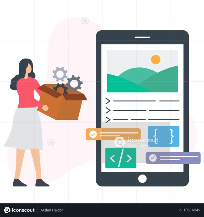 Application developer doing application development  Illustration