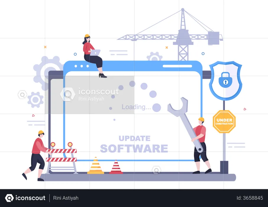 Application developer updating system software  Illustration