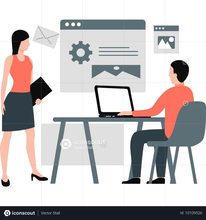 Application developer working on website  Illustration