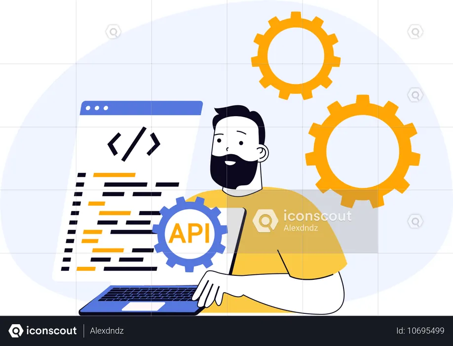 アプリケーション開発者はプログラミングラインで作業します  イラスト