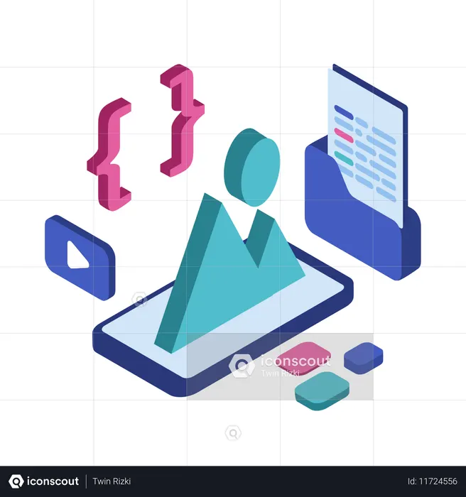 Application development with coding file  Illustration