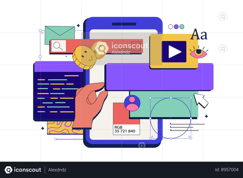 Application programming and software user interface creation process  Illustration