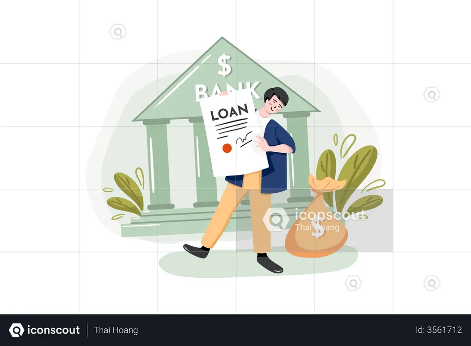 Applying for Loan at the bank  Illustration
