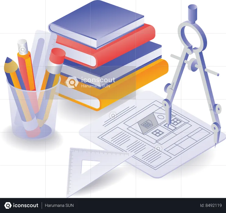 Apprenez à dessiner les techniques de construction de maisons à l'école  Illustration