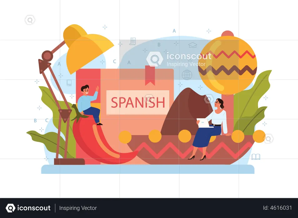 Aprendendo espanhol  Ilustração