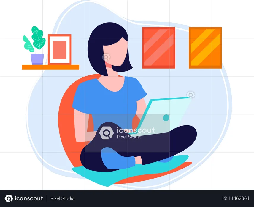 Aprendizaje en línea desde casa  Ilustración