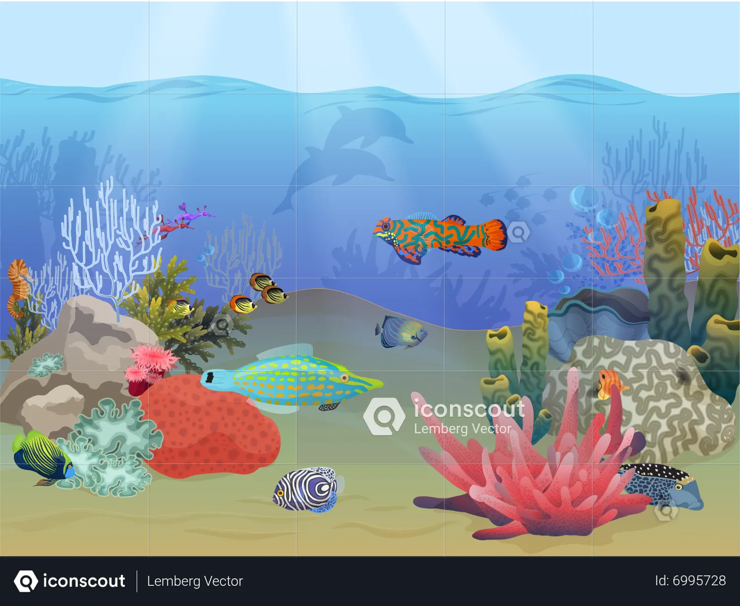 Aquatic Life Underwater Illustration - Free Download Background ...