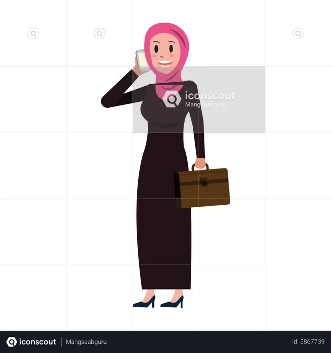 Arab business woman talking on smartphone  Illustration