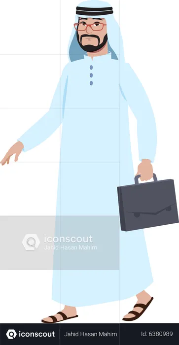 Arab businessman going to office  Illustration