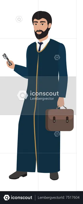 Arab businessman holding bag and mobile  Illustration