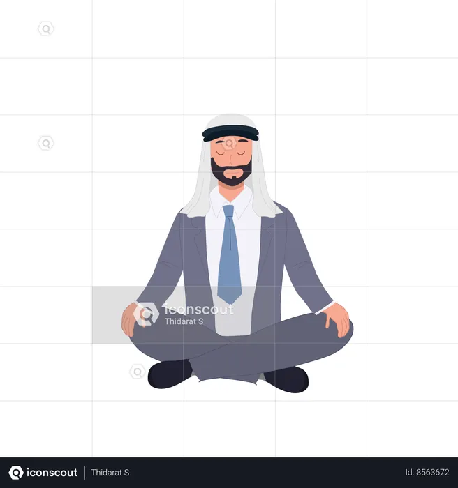 Arab Businessman is Meditating  Illustration