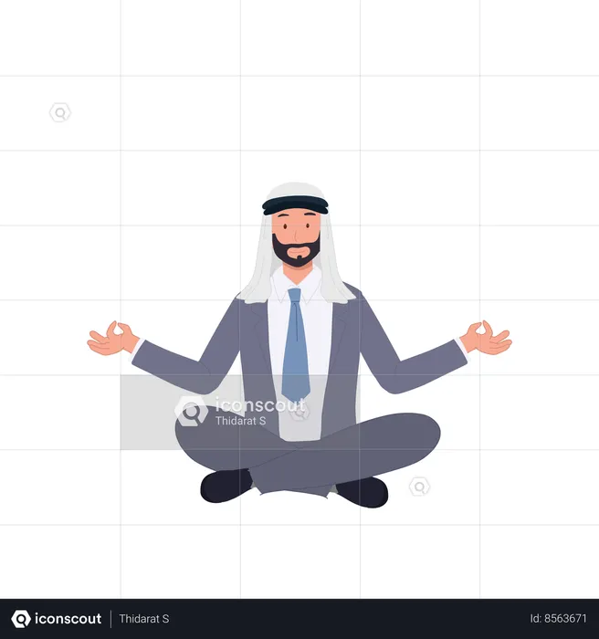 Arab Businessman is Meditating  Illustration