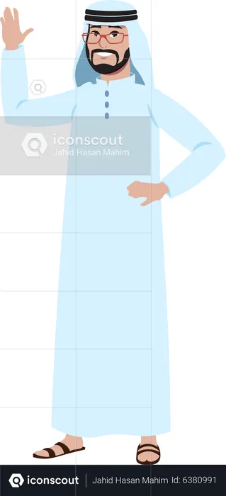 Arab businessman raising hand  Illustration