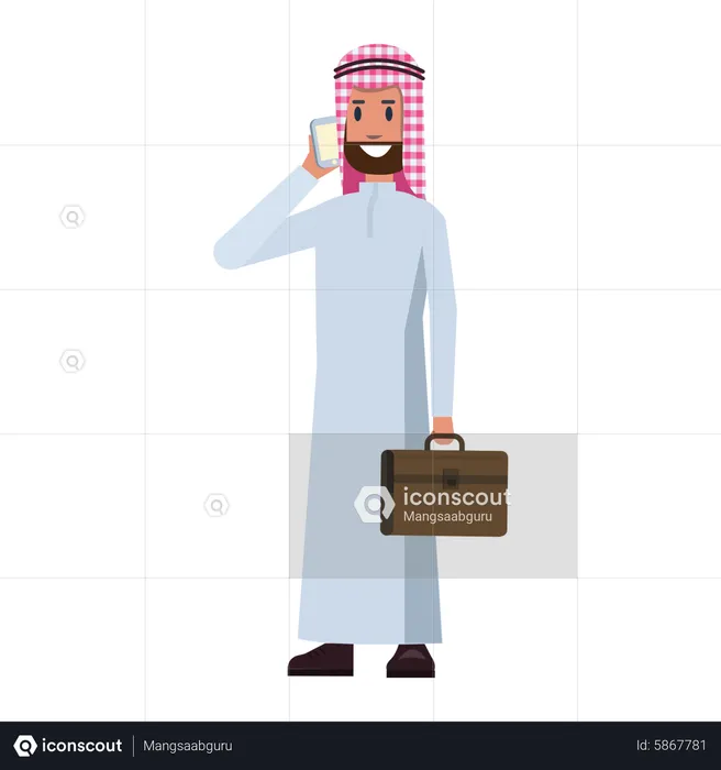 Arab Businessman taking on mobile  Illustration