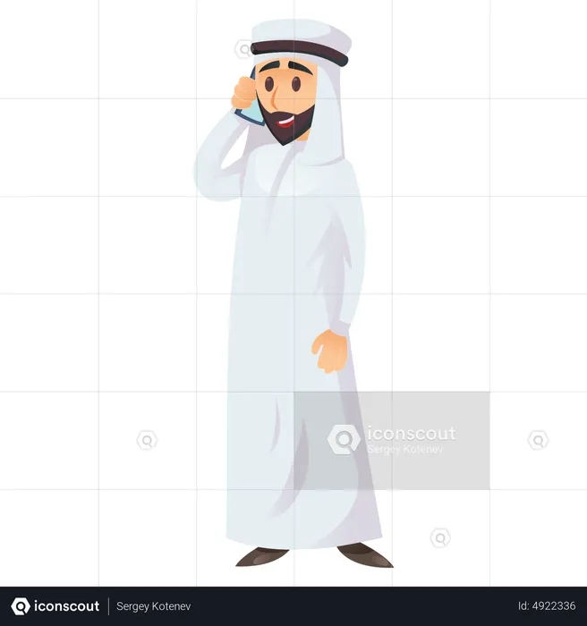 Arab businessman talking on phone  Illustration