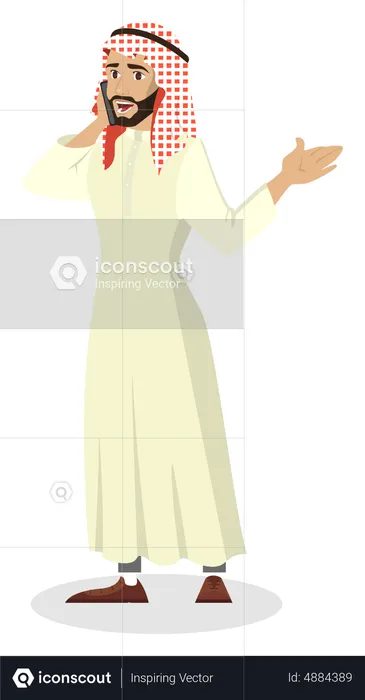 Arab businessman talking on phone  Illustration