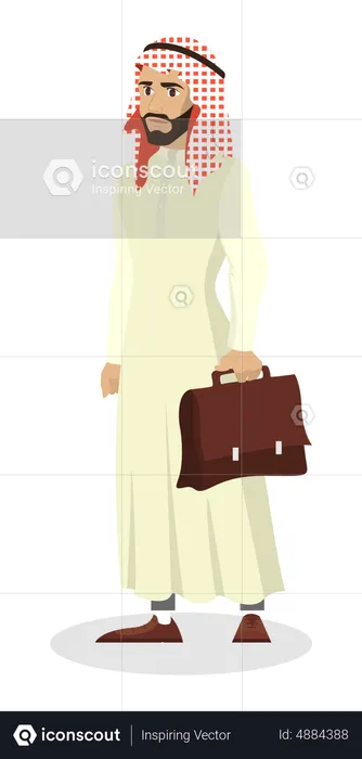 Arab businessman with briefcase in national clothes  Illustration