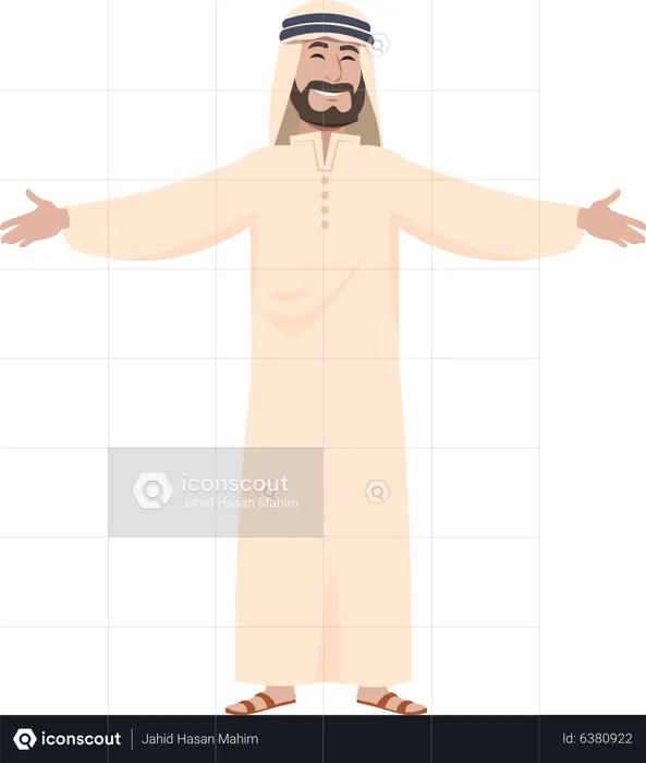Arab businessman with open arms  Illustration