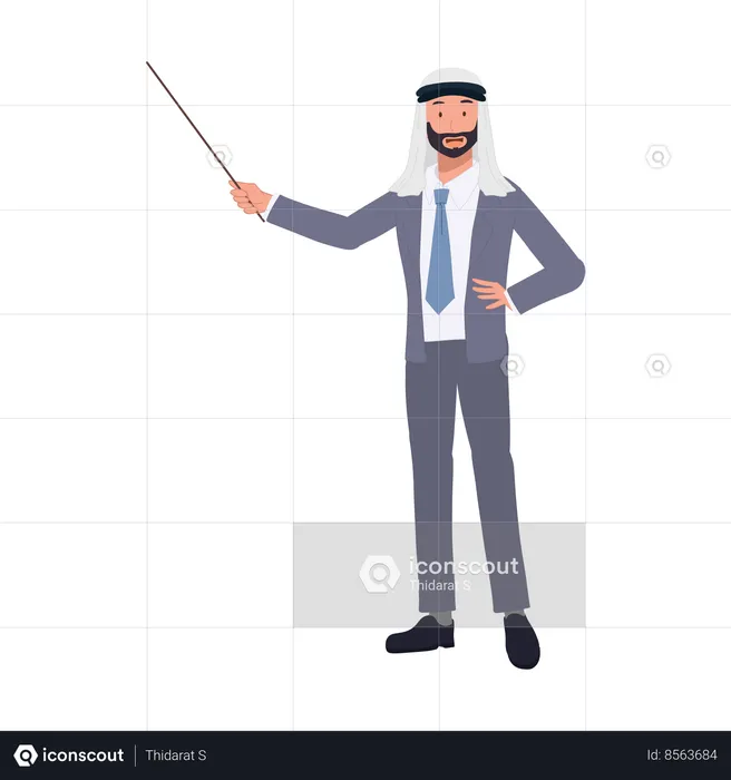 Arab Businessman with Pointer Stick  Illustration