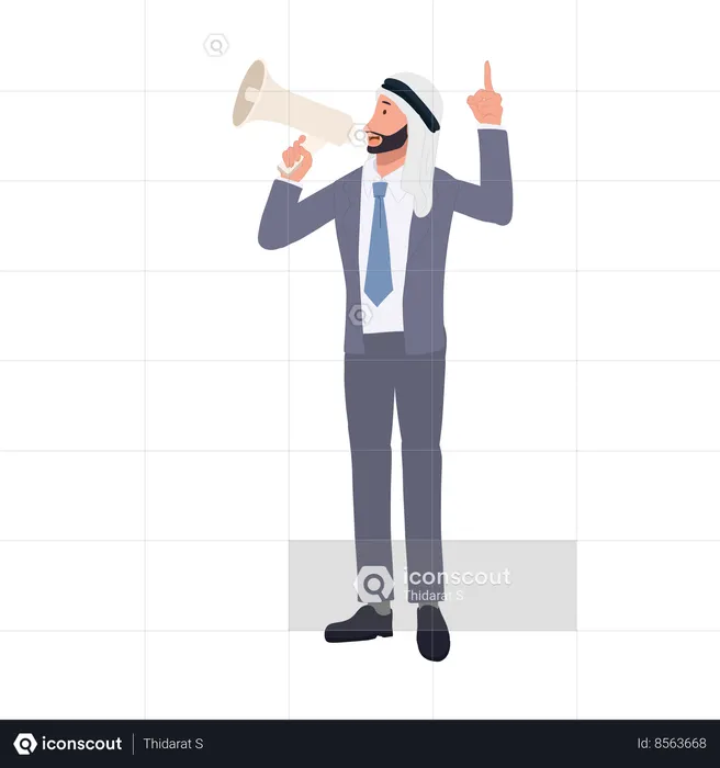 Arab Businessman's Loud Marketing Communication  Illustration