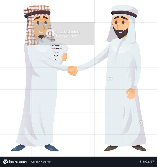 Arab businessmen making business deal handshake  Illustration