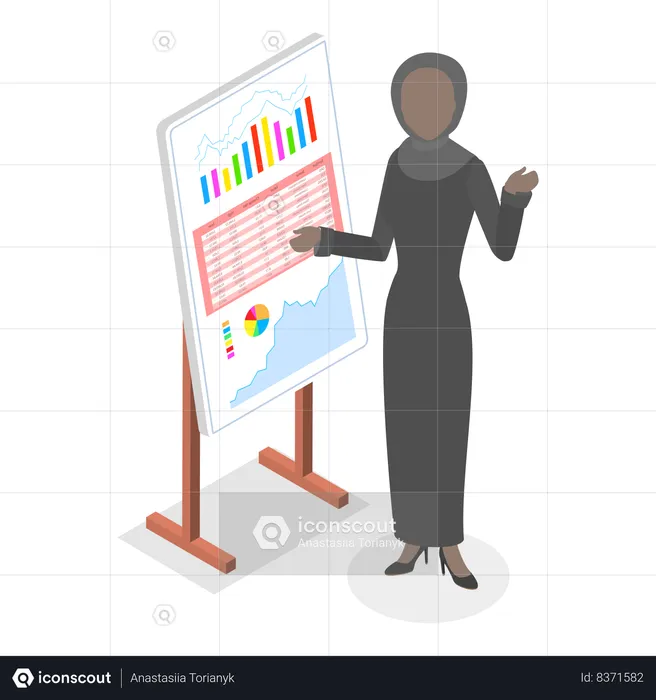 Arab businesswoman presenting chart  Illustration