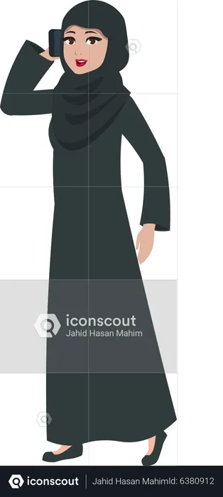 Arab businesswoman talking on phone  Illustration