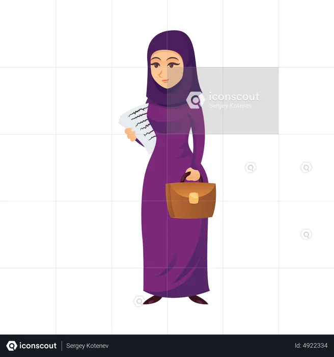 Arab businesswoman with documents  Illustration