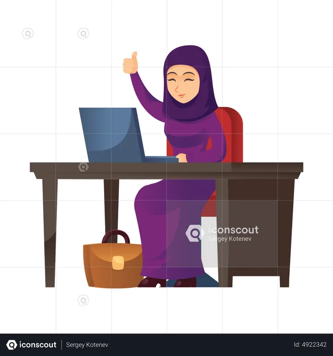 Arab businesswoman working at office  Illustration