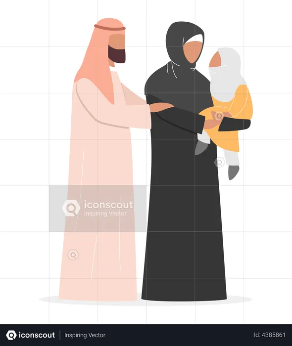 Arab family spending time together  Illustration