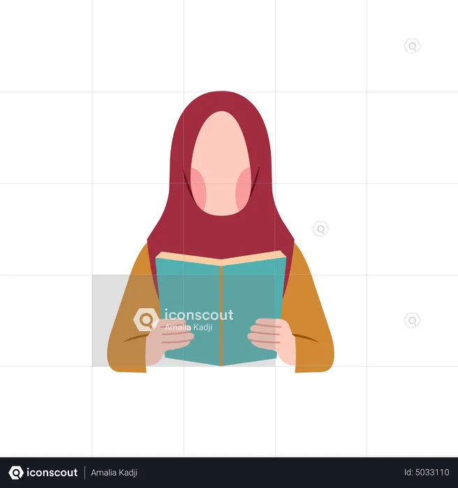 Arab girl reading book  Illustration