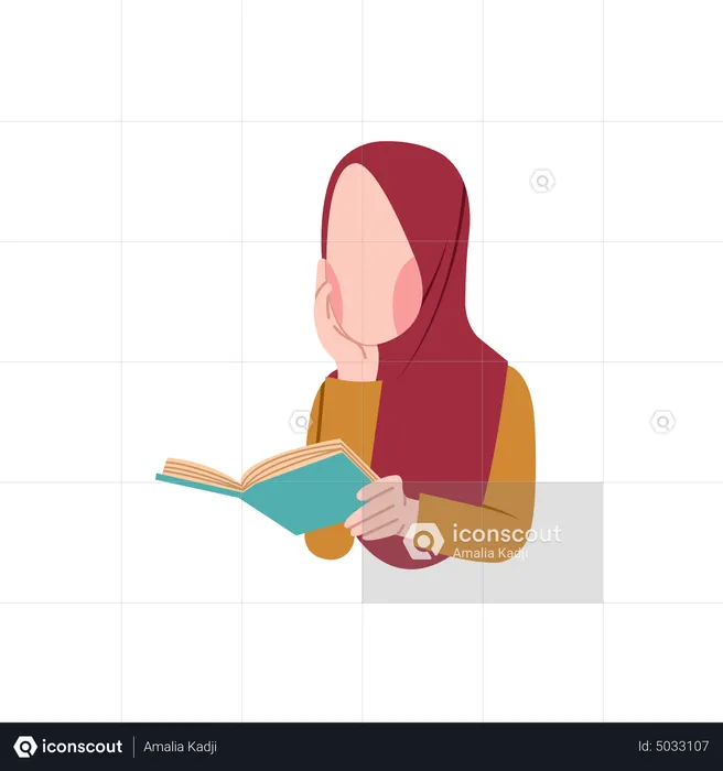 Arab lady reading book  Illustration